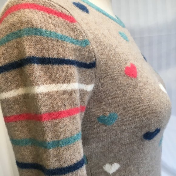 Telluride Clothing Co Stripe Heart Sweater Vintage Womens Sm Fine Merino Wool - Picture 7 of 13